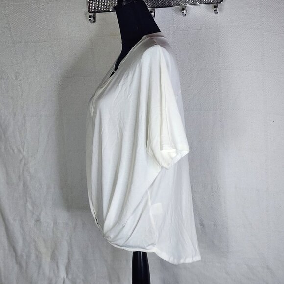 Alya Ivory SS Pleated Front Hem V Neck Modal Poly from Francesca's Blouse Size S - Picture 8 of 16